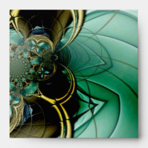 Envelope Abstract Metal Gold Teal Glass
