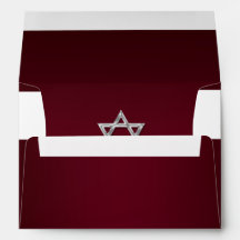 Envelope burgundy silver bat mitzvah