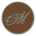 Envelope Seal Chocolate And Blue Monogram Wedding stickers by TDSwhite_Wedding Envelope Seal Chocolate And Blue Monogram Wedding stickers