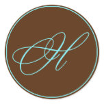Envelope Seal Chocolate And Blue Monogram Wedding Stickers