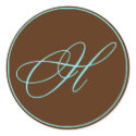Envelope Seal Chocolate And Blue Monogram Wedding stickers