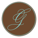 Envelope Seal Chocolate And Blue Monogram Wedding stickers