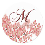 Envelope Seal Flowering Dogwood M Monogram Wedding Round Sticker