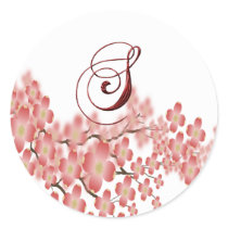Envelope Seal Flowering Dogwood S Monogram Wedding stickers by TDSwhite_Wedding Envelope Seal Flowering Dogwood S Monogram Wedding stickers