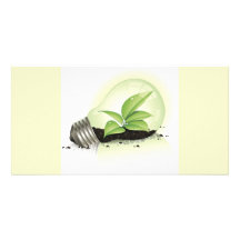 Environment Lightbulb greens plants soil causes en Customized Photo Card