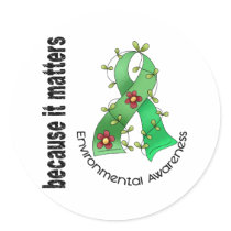 Environmental Awareness Flower Ribbon 3 stickers