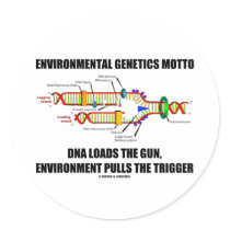 Environmental Genetics Motto DNA Loads Environment stickers by wordsunwords Environmental Genetics Motto DNA Loads Environment stickers