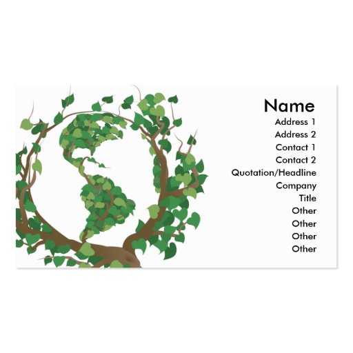 Environmental globe world tree business card (front side)