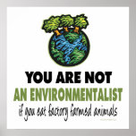 Environmentalist = Vegan, Vegetarian Posters