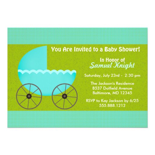 Envisager Blue Stroller Boy Baby Shower Invite