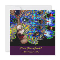 EPHEMERAL ,Halloween Masquerade Ball, Blue Mask Personalized Announcements