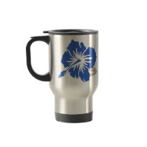 "Epic Hibiscus" in Blue Travel Mug