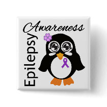 Epilepsy Awareness Penguin Buttons