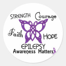 Epilepsy Celtic Butterfly 3 Round Stickers