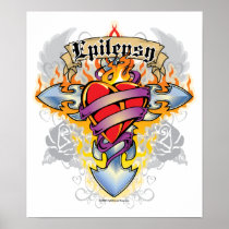 Epilepsy Cross & Heart Posters