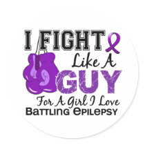 Epilepsy Fight Like A Guy 15 Round Sticker
