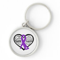 Epilepsy Heart Ribbon Collage Key Chains