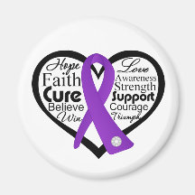 Epilepsy Heart Ribbon Collage Refrigerator Magnets