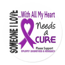Epilepsy Needs A Cure 3 Round Stickers