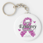 Epilepsy Ribbon of Butterflies Keychain