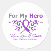 Epilepsy Tribal Ribbon Hero Stickers