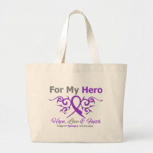 Epilepsy Tribal Ribbon Hero Tote Bags