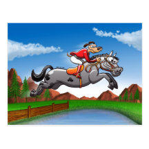 Equestrian Jumping Dog Postcard