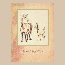 Equestrian Mare and Foal Baby Shower Invitation invitations