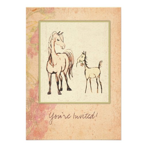 Equestrian Mare and Foal Baby Shower Invitation