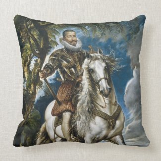 Equestrian Portrait of the Duke of Lerma Rubens Throw Pillows