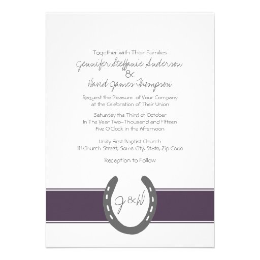 Equestrian Themed Horse Shoes Pattern Personalized Invites
