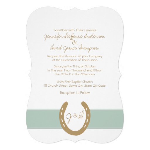 Equestrian Themed Horse Shoes Pattern Personalized Invitation