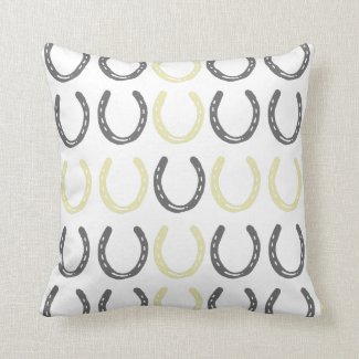 Equestrian Themed Horse Shoes Pattern Pillow