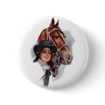 Equestrian Woman Pinback Buttons