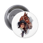 Equestrian Woman Pinback Buttons