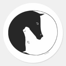 Equestrian Ying Yang Round Sticker