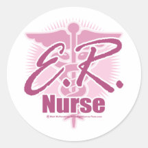 ER Nurse Pink Round Stickers