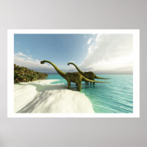 diplodocus, dinosaur, gigantic, carnivorous, herbivorous, reptile, lizard, large, extinct, triassic, extinction, vertebrate, animal, organism, jurassic, fossil, terrible, beaches, Poster with custom graphic design
