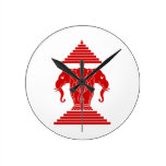 Erawan Three Headed Elephant Lao / Laos Flag Wallclocks