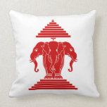 Erawan Three Headed Elephant Lao / Laos Flag Pillow