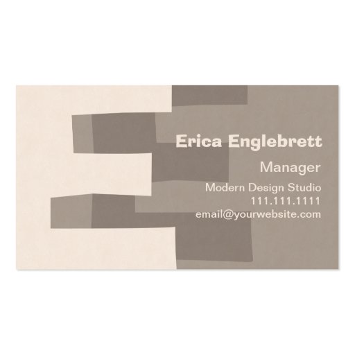 Erica's Big Elegant Retro E Monogram Beige Business Cards (back side)