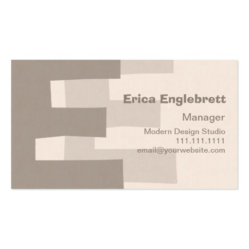 Erica's Big Elegant Retro E Monogram Beige Business Cards (front side)