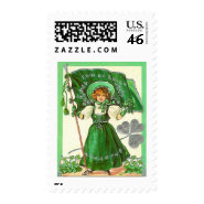 Erin Go Bragh Shamrock Girl stamp