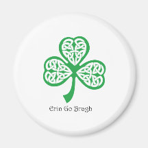 Erin Go Bragh shamrock with celtic knotwork Fridge Magnets