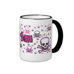Erin's Pink & Black Skulls mugs