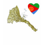 Eritrea Flag Heart Map Fitted AA T-Shirt