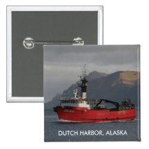 Erla N, Crab Boat in Dutch Harbor, Alaska Pinback Buttons