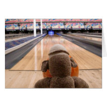 Ernie the Sock Monkey Bowling Note Card