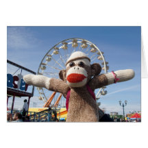 Ernie the Sock Monkey Ferris Wheel Note Card