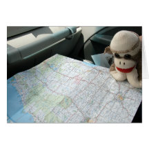 Ernie the Sock Monkey Map Reading Note Card